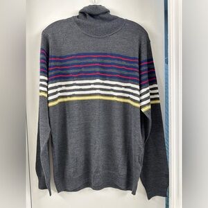 NWT MQJ Gray Striped Men's Sweater Jumper Turtle Neck Wool blended sweater XL